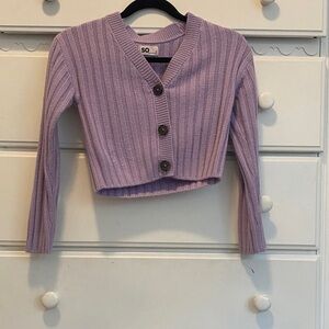SO Purple Ribbed Cardigan Sweater